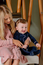 Load image into Gallery viewer, Velour Footie- Navy