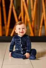 Load image into Gallery viewer, Velour Footie- Navy