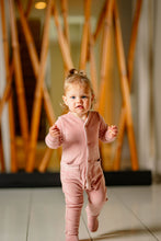 Load image into Gallery viewer, Velour Footie- Dusty Pink