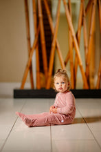 Load image into Gallery viewer, Velour Footie- Dusty Pink