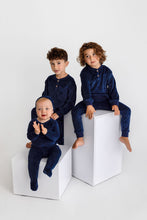 Load image into Gallery viewer, Velour Henley Set- Midnight Blue