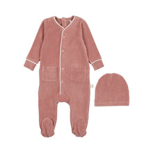 Load image into Gallery viewer, Velour Footie- Dusty Pink
