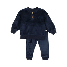Load image into Gallery viewer, Velour Henley Set- Midnight Blue