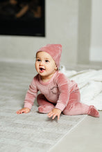 Load image into Gallery viewer, Logo Velour Footie-Pink/Brown