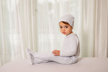 Load image into Gallery viewer, Velour Embroidered Footie- Blue