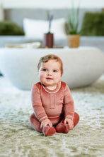 Load image into Gallery viewer, Velour Grandpa Footie-Pink