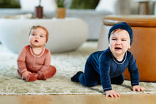 Load image into Gallery viewer, Velour Grandpa Footie-Navy
