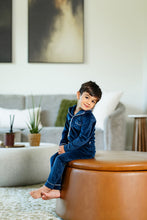 Load image into Gallery viewer, Velour Grandpa PJ-Navy