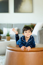 Load image into Gallery viewer, Velour Grandpa PJ-Navy