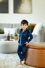 Load image into Gallery viewer, Velour Grandpa PJ-Navy