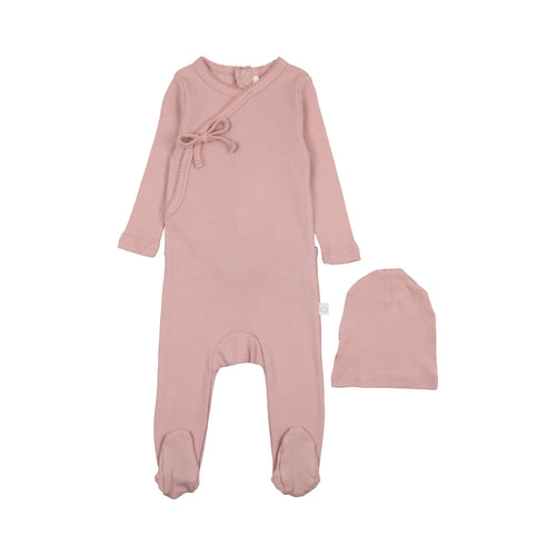 Faux Wrap Footie- Pink