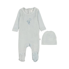 Load image into Gallery viewer, Velour Bunny Footie- Blue