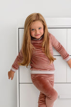 Load image into Gallery viewer, Velour Varsity PJ- Dusty Rose