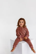 Load image into Gallery viewer, Velour Henley Set- Dusty Rose