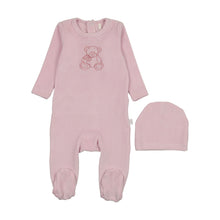 Load image into Gallery viewer, Velour Bear Footie-Pink