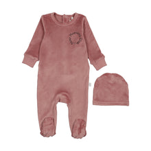 Load image into Gallery viewer, Logo Velour Footie-Pink/Brown