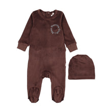 Load image into Gallery viewer, Logo Velour Footie-Brown/Blue