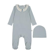 Load image into Gallery viewer, Printed Collar Footie-Dusty Blue