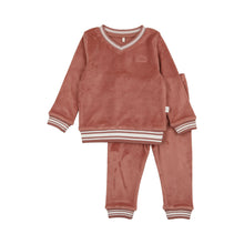 Load image into Gallery viewer, Velour Varsity PJ- Dusty Rose