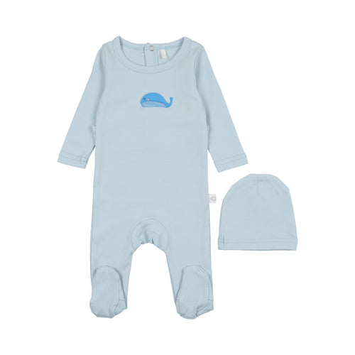 Whale Graphic Footie-Blue