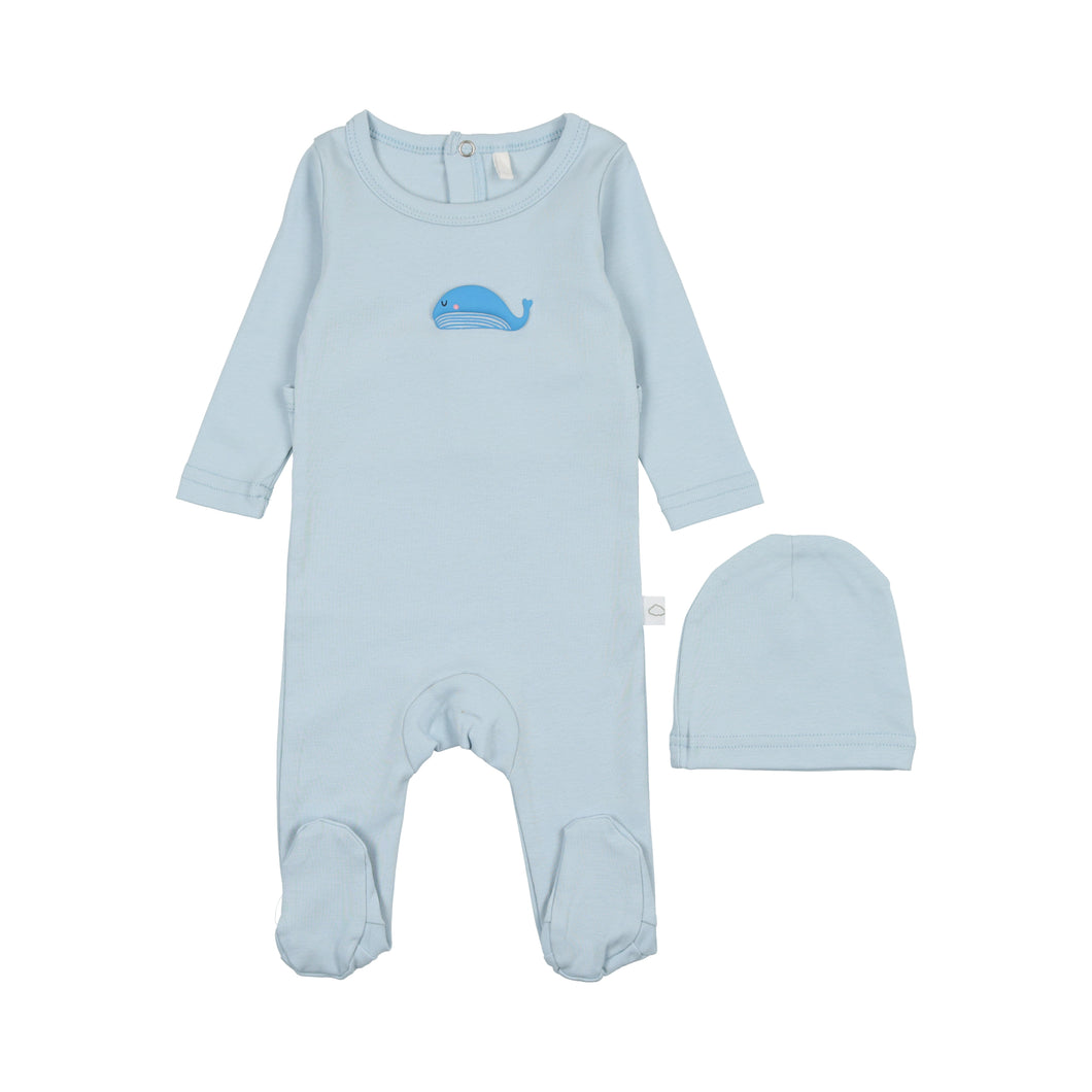 Whale Graphic Footie-Blue