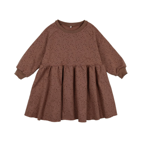 Dot Print Sweatshirt Dress- Cocoa