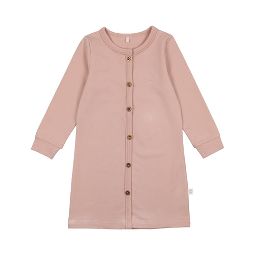 Button Down Lounge Dress- Pink