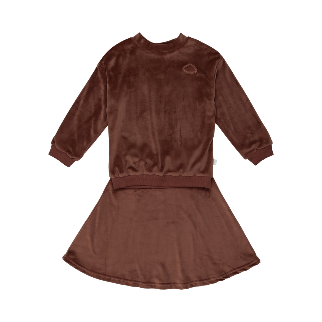 Velour Skirt Set- Cocoa