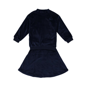 Velour Skirt Set- Navy