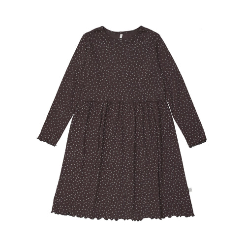 Leaf Print Dress- Gray