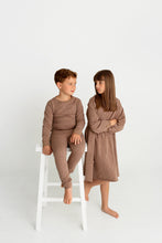 Load image into Gallery viewer, Dot Print Sweatshirt Dress- Cocoa