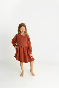Dot Print Sweatshirt Dress- Cherry
